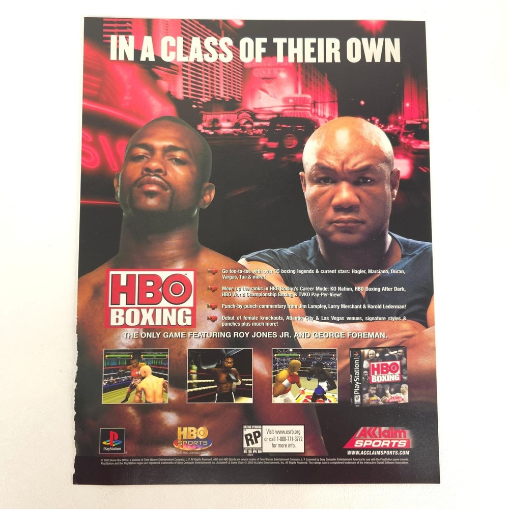HBO Boxing Video Game Print Ad Roy Jones Jr George Foreman PlayStation Y2K Promo